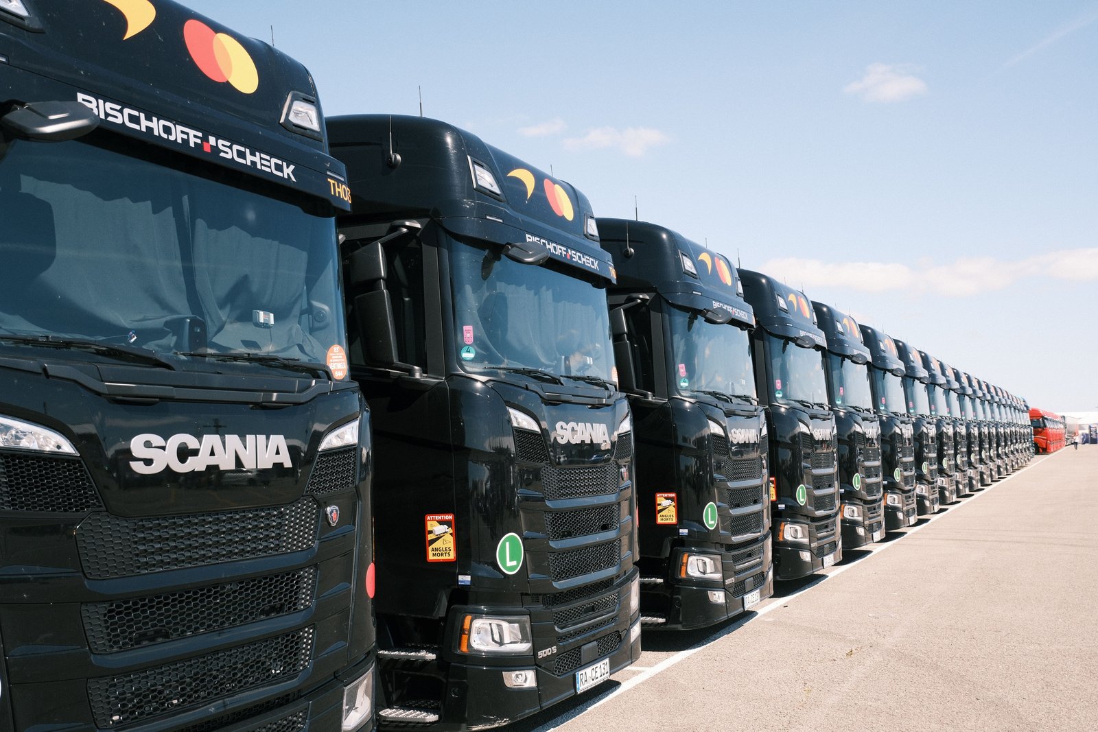 Line-up of new fleet trucks